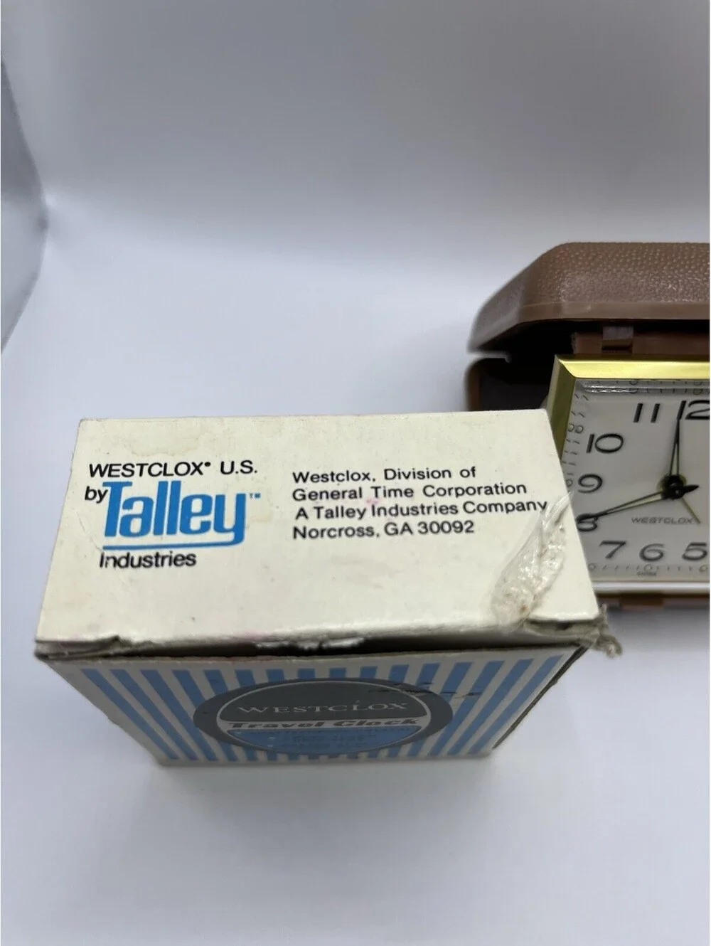 Westclox Folding Travel Alarm Clock Vintage Brown Clamshell In Box Works 3111.2